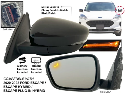 For 2020 - 2022 FORD ESCAPE Mirror BSD Memory Signal Light Heated Driver Side