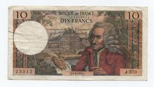 FRANCE 10 FRANCS 1970 PICK 147C PINHOLES LOOK SCANS