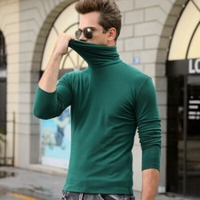 Maglione T-Shirt Manica Lunga In Cotone Collo Alto Stretch