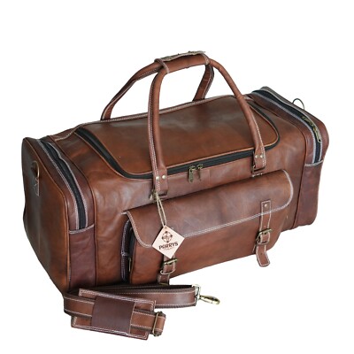 Genuine Leather Duffel Bag Handmade Travel Weekender Overnight Luggage Unisex