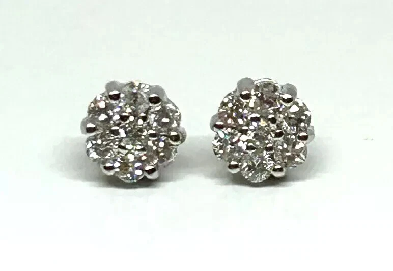 Hermosos Pendientes Racimo Fantasía Diamantes 10KW 1/2CTTW Brillantes Foto 2 de 3