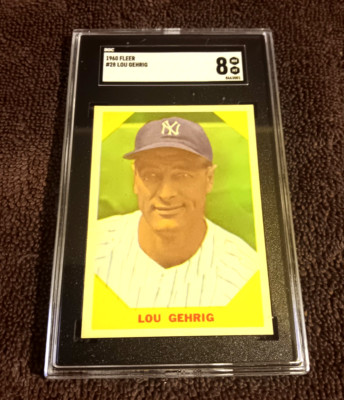 1960 Fleer # 28 Lou Gehrig SGC Graded 8 MT HOF Baseball Greats Just Graded