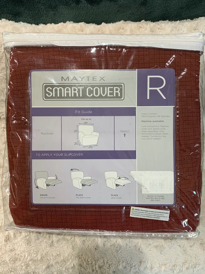 Nuevo Maytex Smart Cover Elastizado Reclinable Muebles Cubierta Deslizante 4 Piezas Rojo Vino Foto 3 de 3