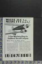 1929 AVIATION AIRCRAFT PLANE PILOT LOCKHEED WHIRLWIND VEGA HORSEPOWER AD ZM081