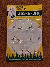 Vintage Lakco Tackle 12 Jig-A-Tear Size 10 Jigs.  Full Card Of 12 