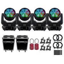 JMAZ Lighting PIXL TRON 740Z Effect Ring Moving Head Lights 4 Pack w Road Cases