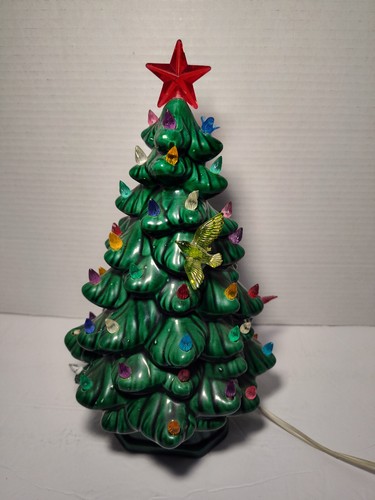 Vintage Holland Mold Light Up 13” Ceramic Christmas Tree w/ Base 1981 -SEE PICS - Picture 6 of 13