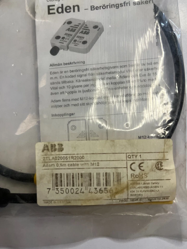 Cable Adam com M12 de contato 4DA1 Abb jokab 2TLA020051R2000 - Image 3 of 3