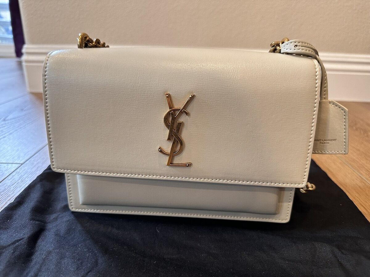 YSL Sunset Medium Crossbody Bag White $2700 New No Tag | eBay YSL Sunset Medium Crossbody Bag White $2700 New No Tag | eBay