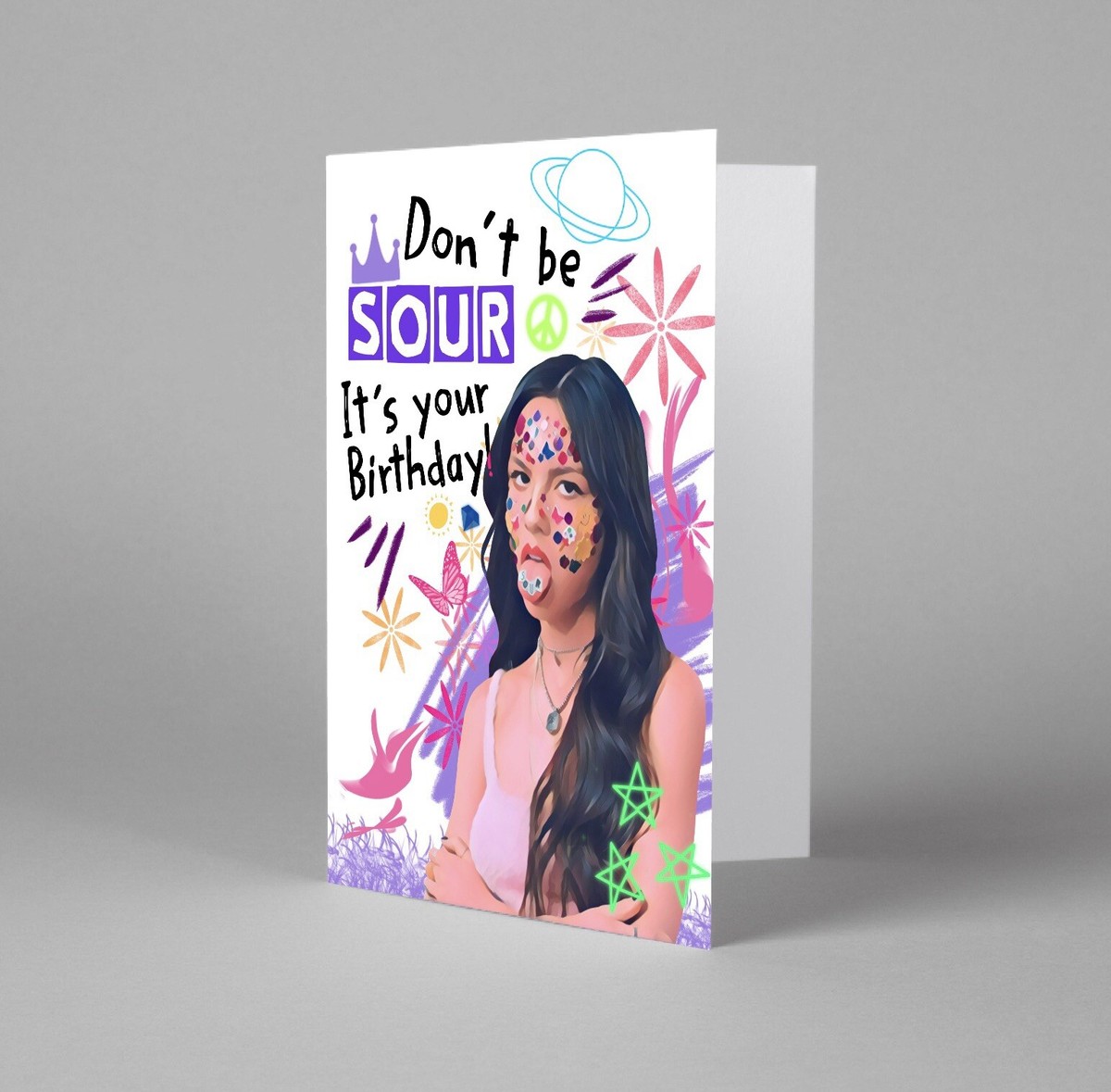 Olivia Rodrigo Birthday Card, Sour Album Inspired Bday Card
