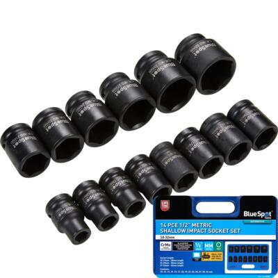 BlueSpot 14-tlg metrisch flach Steckschlüsselsatz 10mm - 32mm 1/2'' Antrieb 