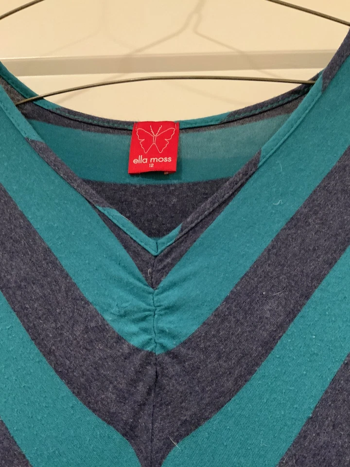 VESTIDO A RAYAS ELLA MOSS AZUL/NEGRO TALLA 12 z3 Foto 2 de 2