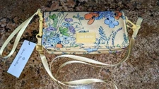 Vera Bradley Wallet RFID All in One Compact Crossbody Bag Floral Yellow NWT