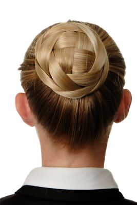 Dutt Haarteil aufwendig geflochten Haarknoten Brautschmuck Blond Q399D-24BH613