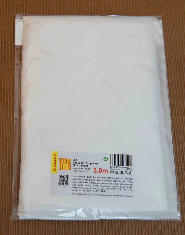 Coupon 3 m, , Pongé 05, Meterware, 100% Seide, 90cm, 20g/m, naturweiß