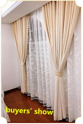 Beaded Sheer Curtains Window Panel Lace Tulle Voile Home Curtain Drapers 1 Panel - Picture 10 of 12