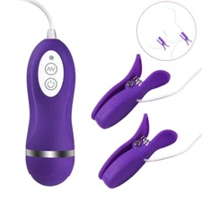 Fetish Vibrating Breast Play Nipple Clamps Clit Clip Vibrator Bondage Sex Toys