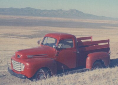 PHOTO PRINT Vintage Red Ford Truck Desert Roadside Nevada Scenic Landscape