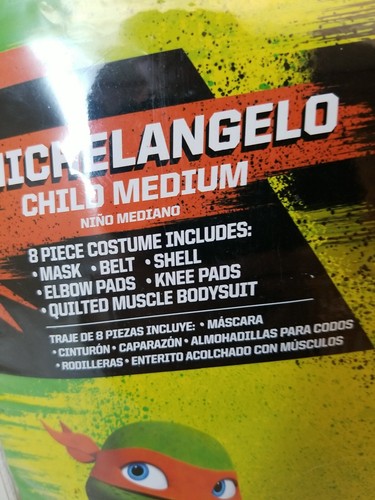 Size M 8/10 Boys Teenage Mutant Ninja Turtles Michelangelo Child 8pc Costume NEW - Picture 2 of 2