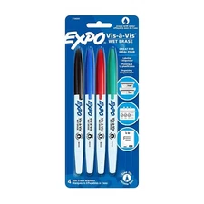 Vis-a-Vis Wet-Erase Marker Fine Point 4-Color Set SAN16074