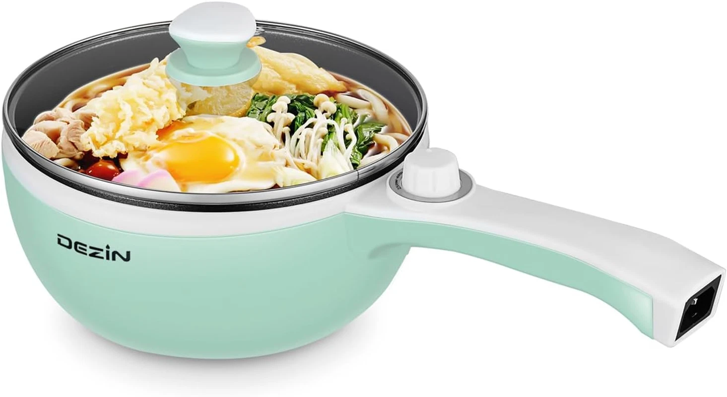 Dezin Hot Pot Electric Upgraded, Non-Stick Sauté Pan, Rapid Noodles Electric Pot