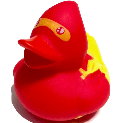 FREE SHIP - SUPERHERO RED NINJA WARRIOR CRUISING RUBBER DUCK 2 1/4