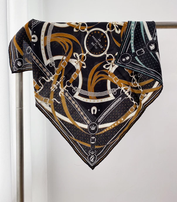70% Cashmere 30% Silk Neckerchief Scarf belt Print Bandana Shawl 27'' Wrap new
