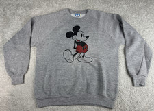 Mickey Mouse Sweatshirt Vtg 80s Adult L Character Fashion Gray Made in USA