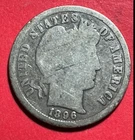 1896 US Barber SILVER Dime "Philadelphia" Mint! Good! Lower Mintage! Old US Coin