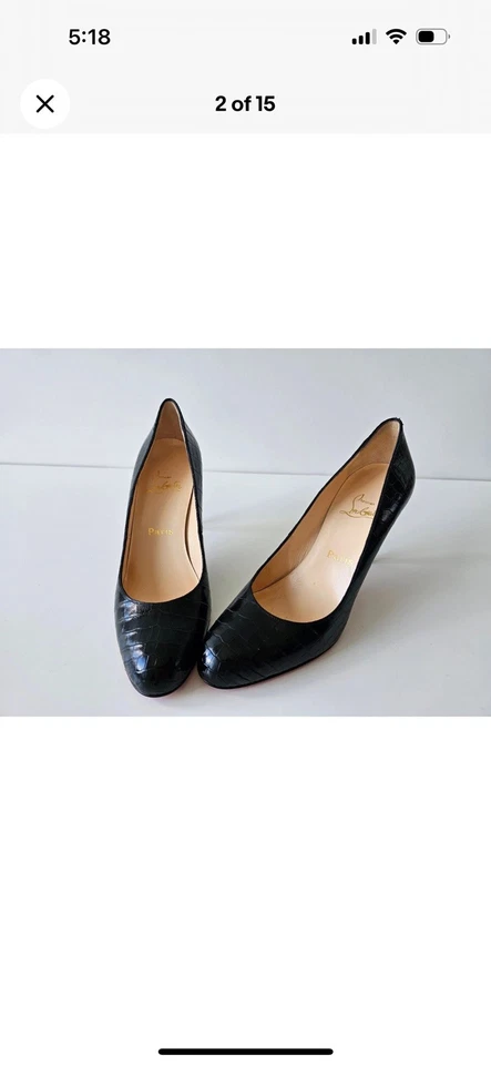 Christian Louboutin Simple 85 Negro Croc Ali Bombas 40 So Kate Pigalle Escote Foto 3 de 4