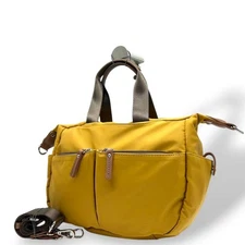 Authentic Good condition Michel Clan handbag yellow 2way nylon leather s71