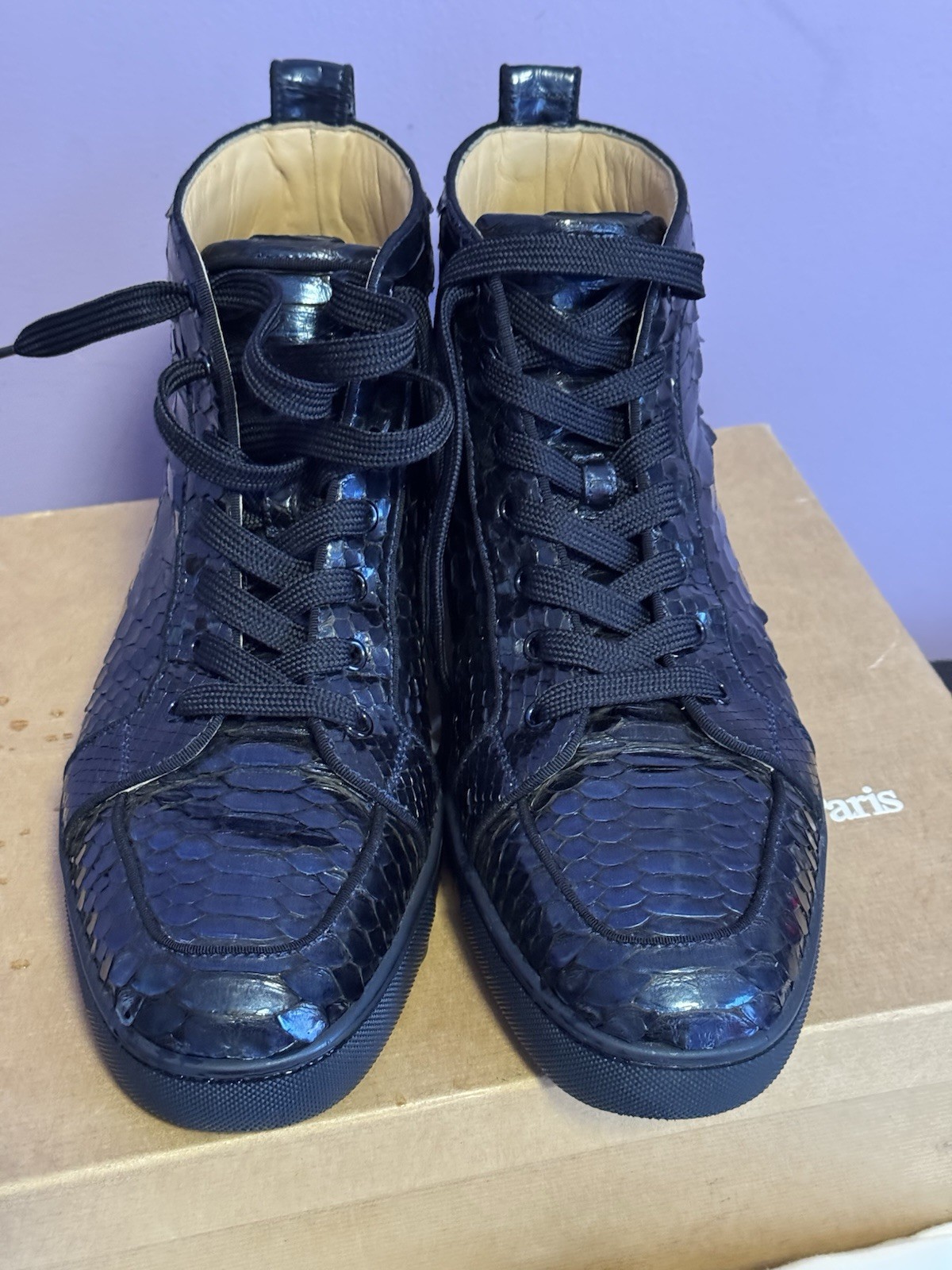 LOUBOUTIN RANTUS ORLATO FLAT PYTHON BLUE NAVY SNE… - image 15