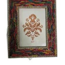 NWT Global Fusion "Fly by Night" Bohochic Colorful Beaded 5" x 7" Photo Frame