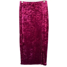 Sans Souci Womens Crushed Velvet Midi Skirt Burgundy Size Medium Whimsigoth Vamp