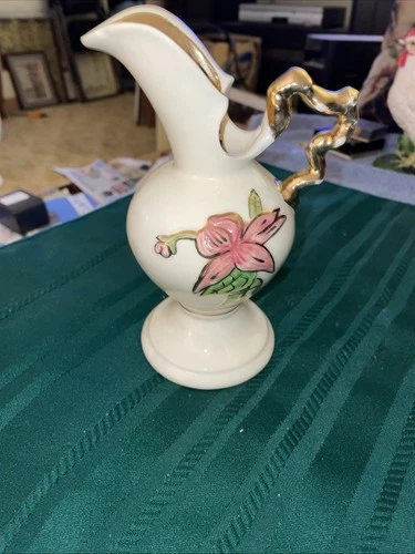 Vintage Hull Pottery Pitcher Vase W6 6 1/2 Woodland Ewer1950’s Pink Green Twig H