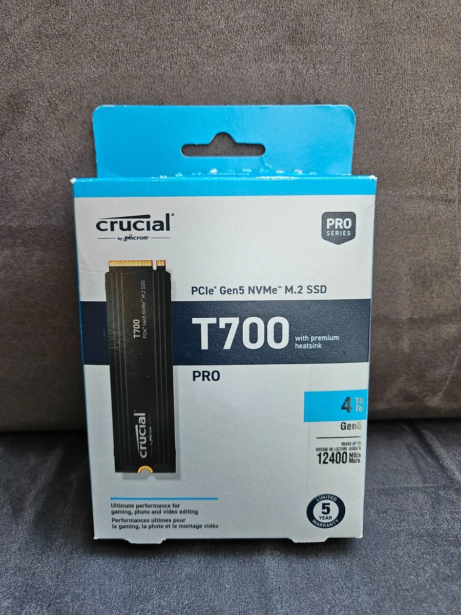 SSD Crucial T700 4 TB PCIe Gen5 NVMe M.2 con disipador de calor