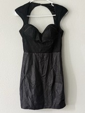NWT GUESS Los Angeles Black Lace & PU Leather Bodycon Mini Dress Size 2