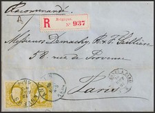 Belgium. Cover Yvert 32(2). 1869. 25 Cts Olive, Two Stamps. Certified By Ambe