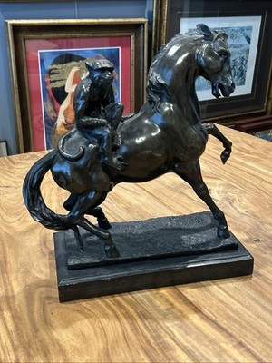 Bronze Horse & Monkey Sculpture Limited Edition 94/250 on Marble Base