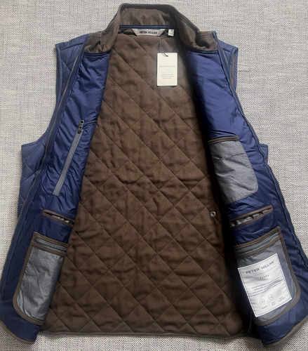 PETER MILLAR CROWN MENS ESSEX QUILTED TRAVEL VEST SIZE SMALL NAVY - Picture 5 of 10
