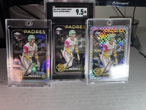 Jackson Merrill 2024 RC TOPPS CHROME UPDATE LOT BASE 9.5, XFRACTOR and REFRACTOR