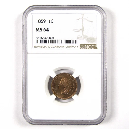 1859 Indian Head Cent MS 64 NGC Copper-Nickel 1c Unc SKU:I11384