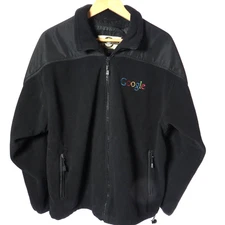 Google Employee NORTH END Men L Black Fleece Jacket Sweater Tech Full Zip