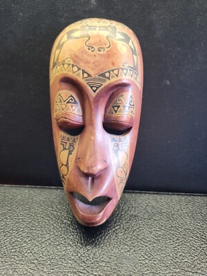 Hand Carved Indonesian Lombok Folk Art Wooden Painted Mask Theater Dance Tribal