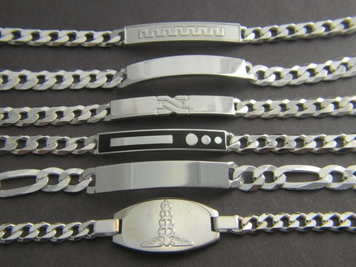 Solid 925 Sterling Silver Mens ID 