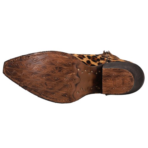 Tony Lama Anahi Leopard Print Snip Toe Zippered Cowboy Booties Womens Brown Casu - 第 5/5 張圖片