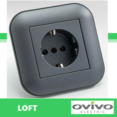 LOFT ANTHRAZIT Steckdose Steckdosen Schalter Wechselschalter Taster Sat Cat