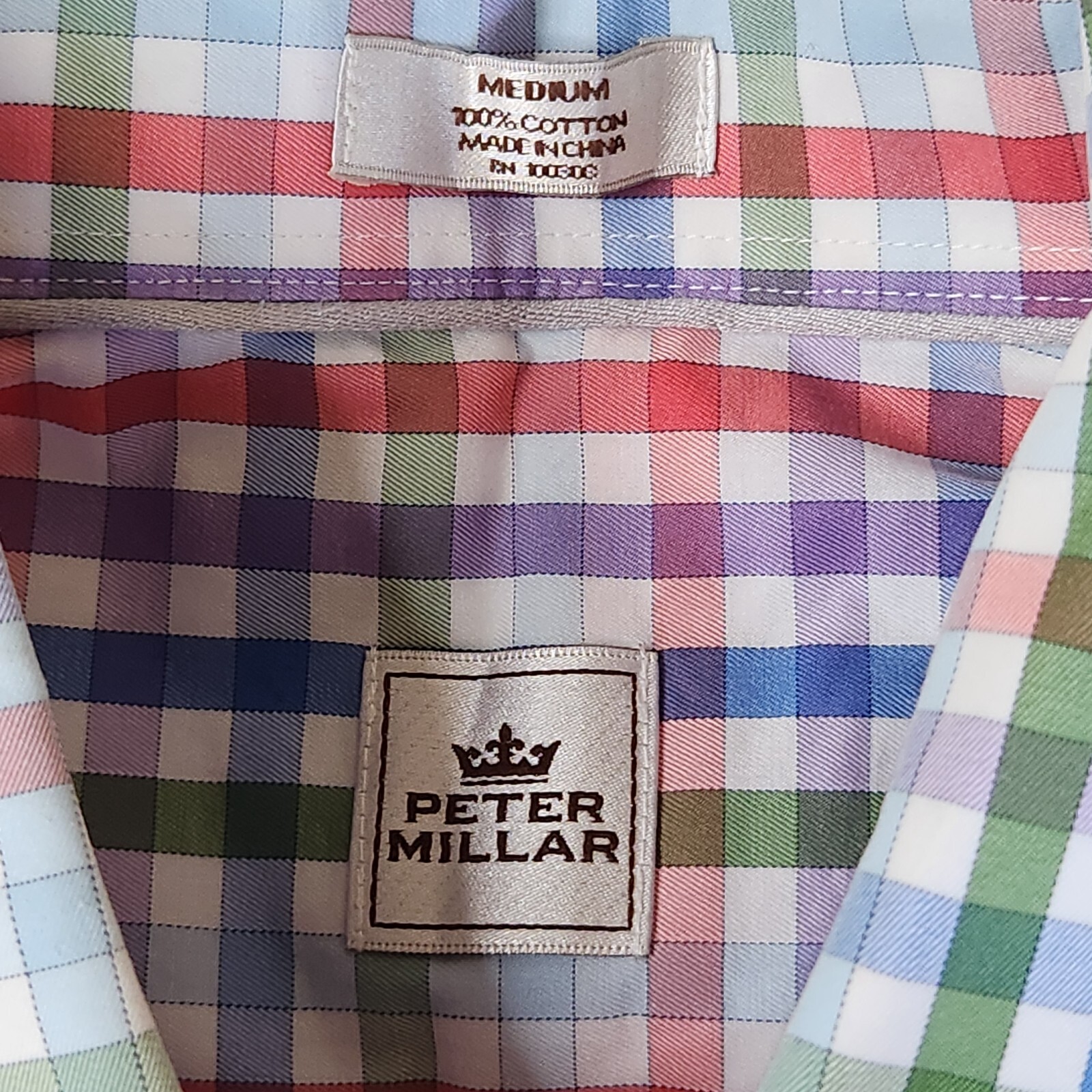 Peter Millar Medium Button Down Gingham Plaid Shi… - image 5