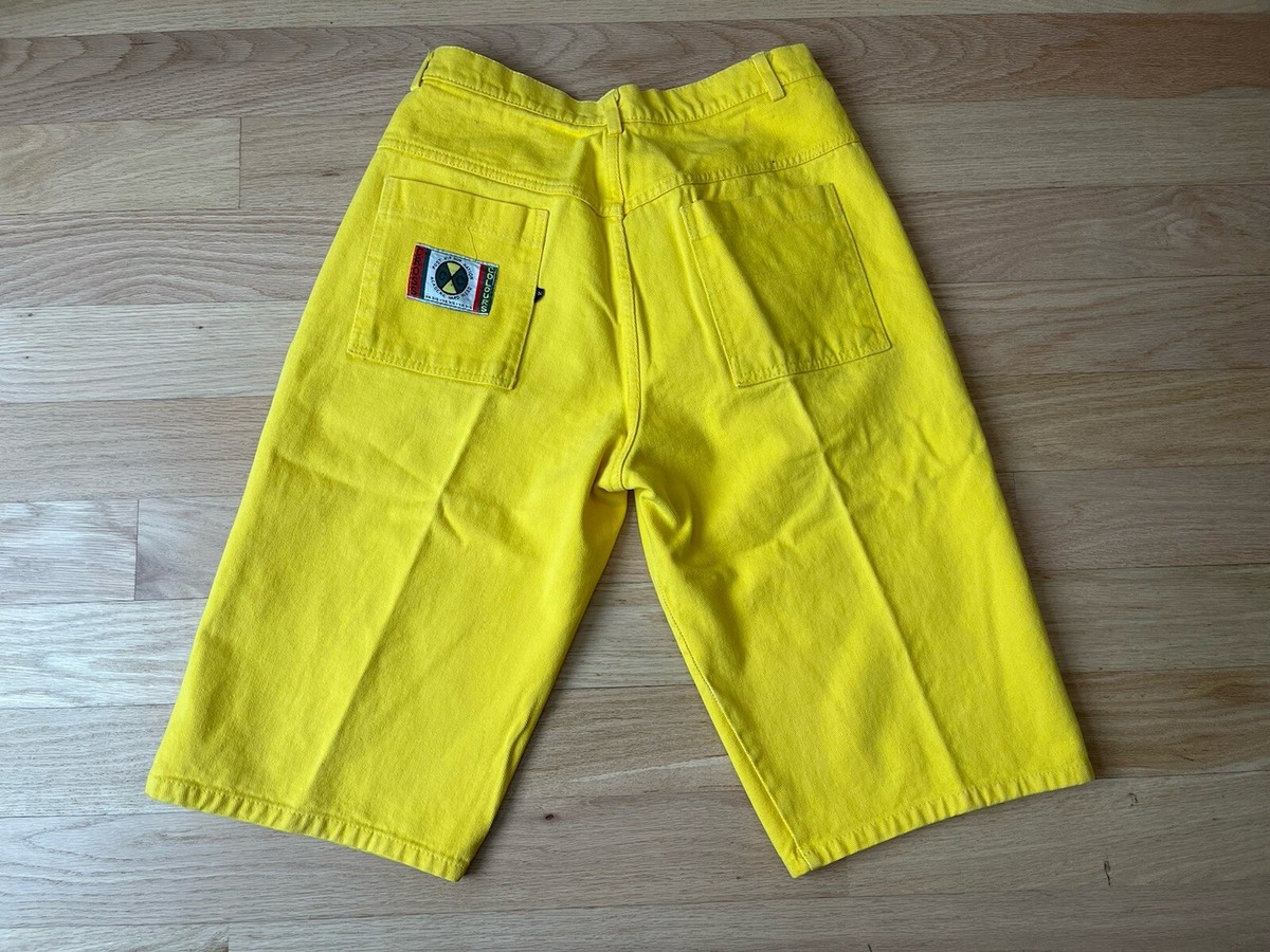 Vintage 90s Cross Colours Baggy Jean Shorts Hip Hop Size 32 Yellow