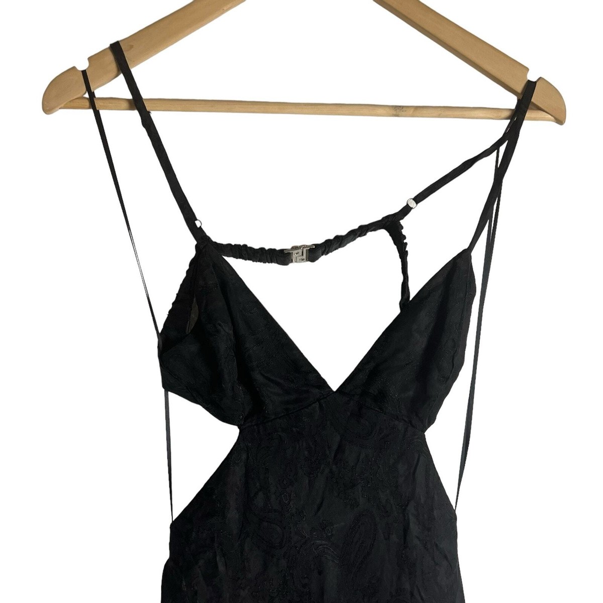 Third Form Black Paisley Triangle Cut Out Sleeveless Midi